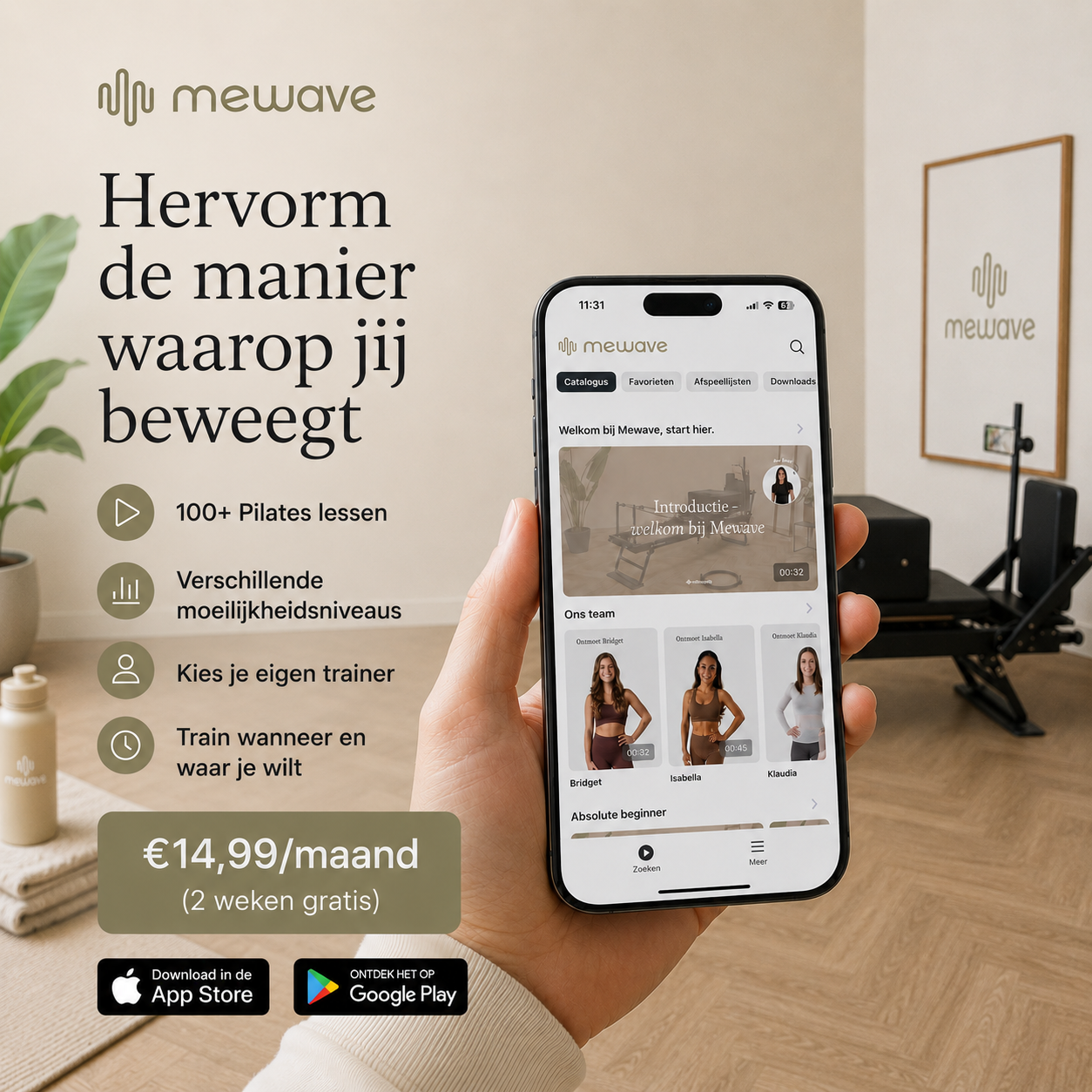 Mewave Pilates Reformer Pro Premium - Zwart