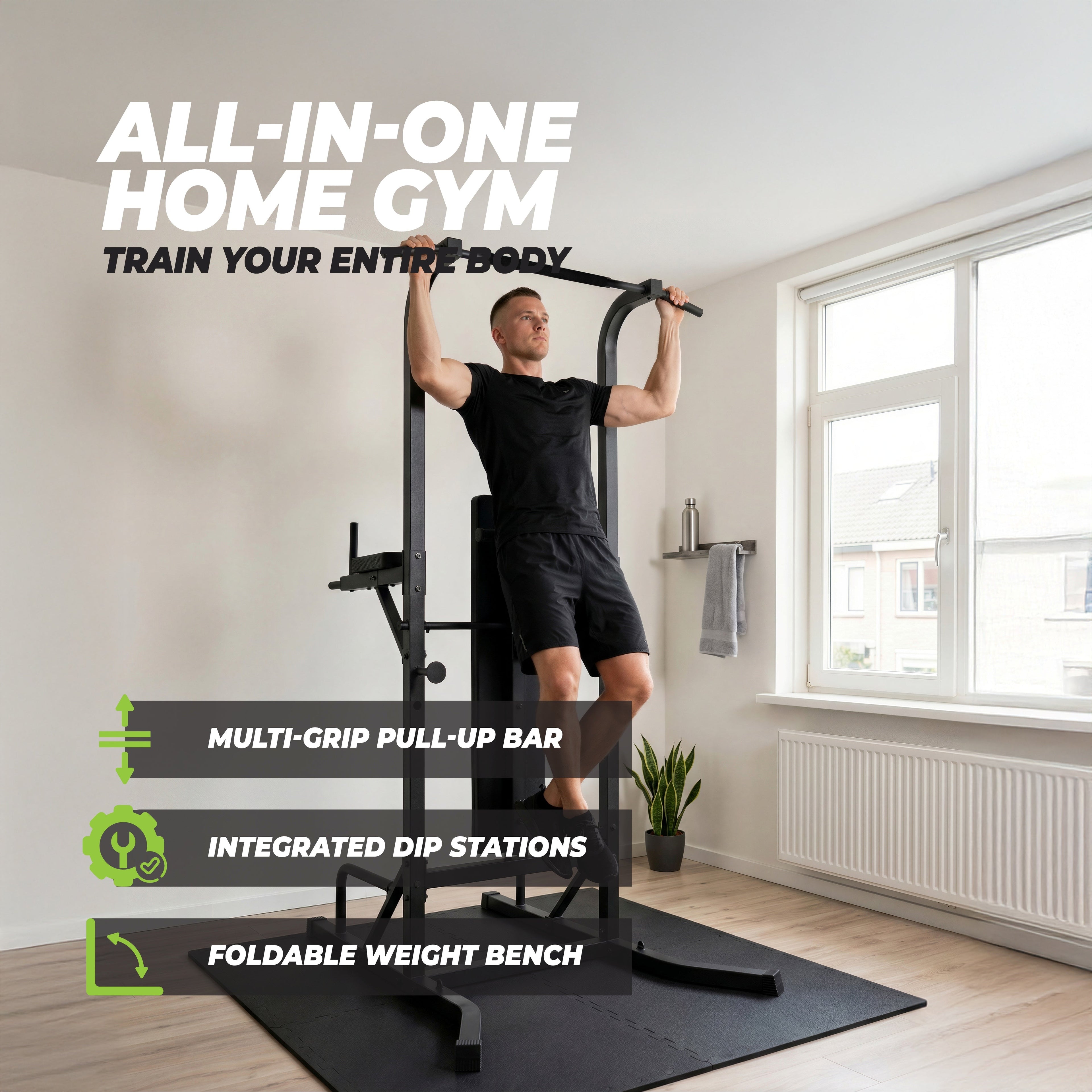 Virtufit Power Tower Deluxe met Fitnessbank