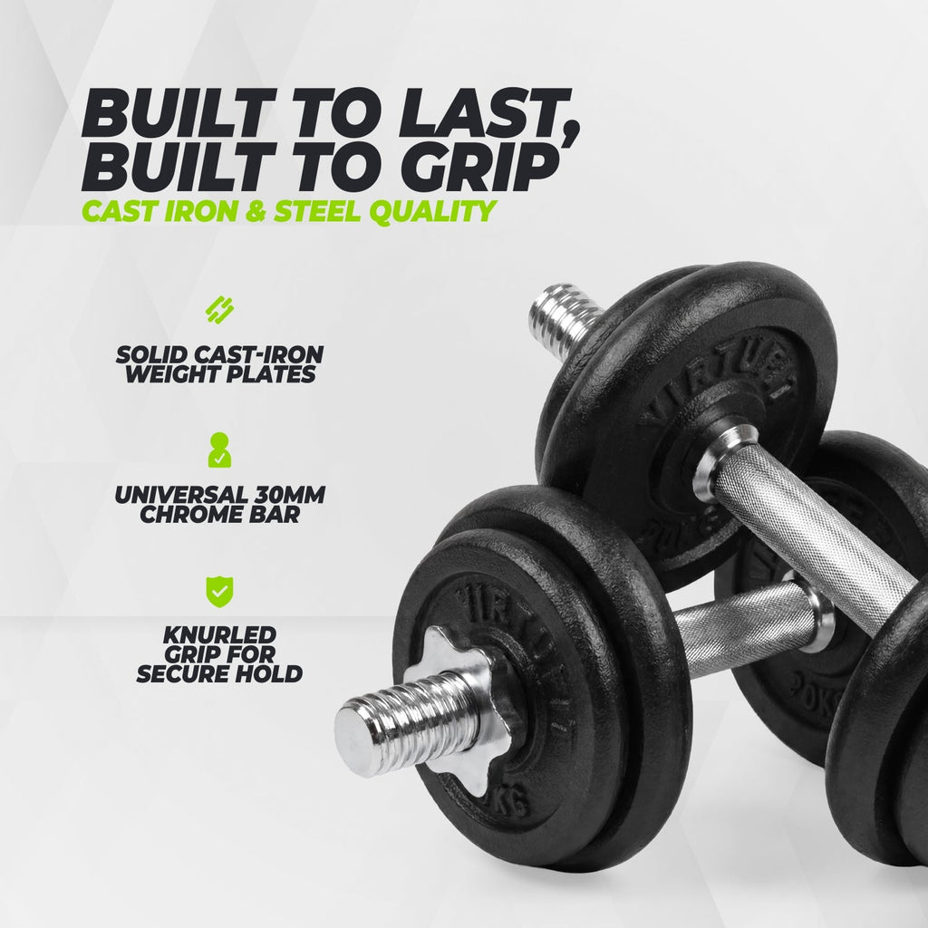 VirtuFit Verstelbare Dumbbellset Pro 20 kg - 2 x 10 kg - Inclusief koffer