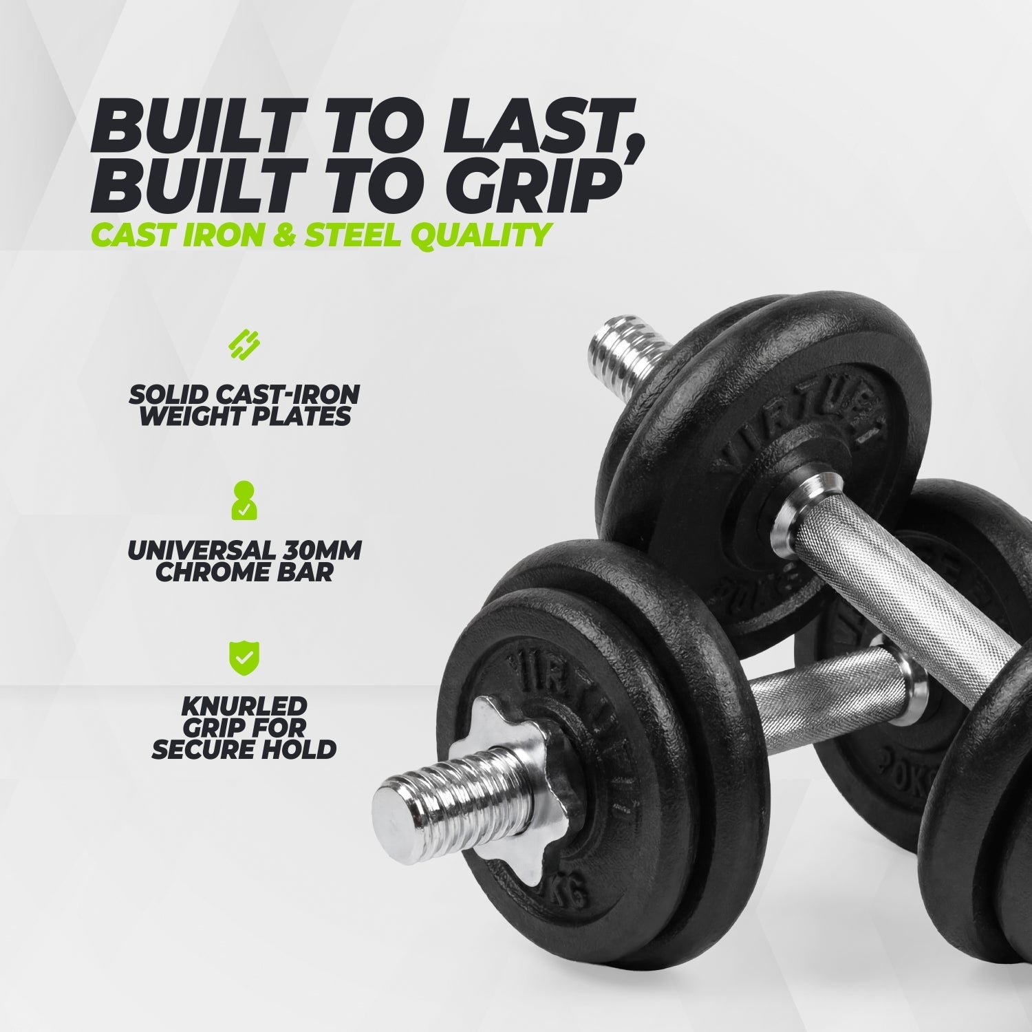 VirtuFit Verstelbare Dumbbellset Pro 20 kg - 2 x 10 kg - Inclusief koffer