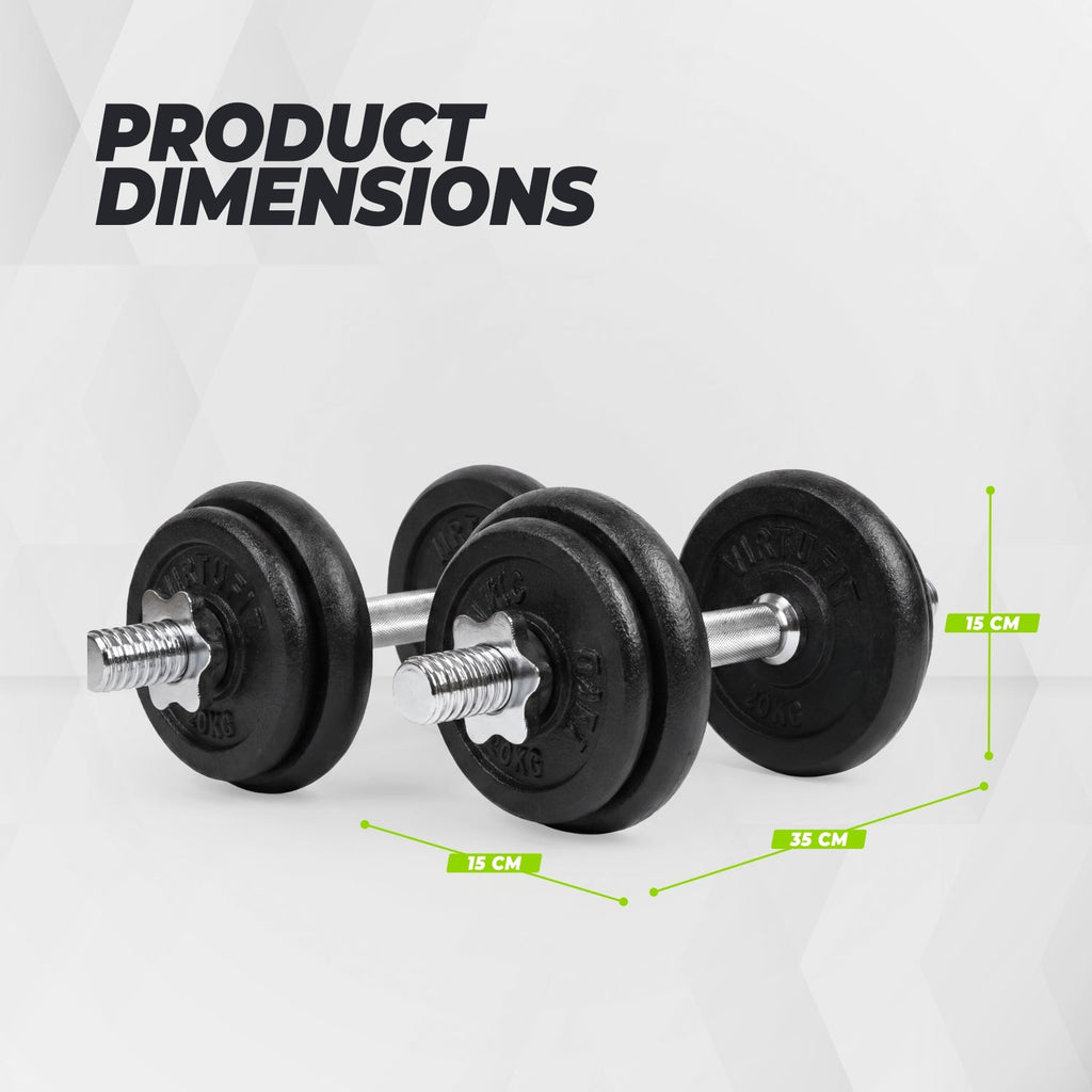 VirtuFit Verstelbare Dumbbellset Pro 20 kg - 2 x 10 kg - Inclusief koffer - Tweedekans