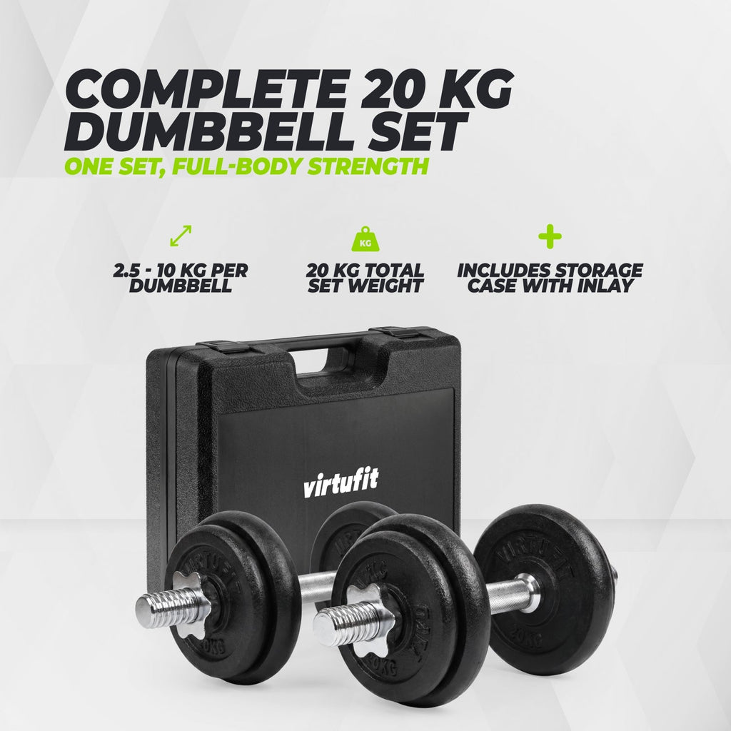 VirtuFit Verstelbare Dumbbellset Pro 20 kg - 2 x 10 kg - Inclusief koffer