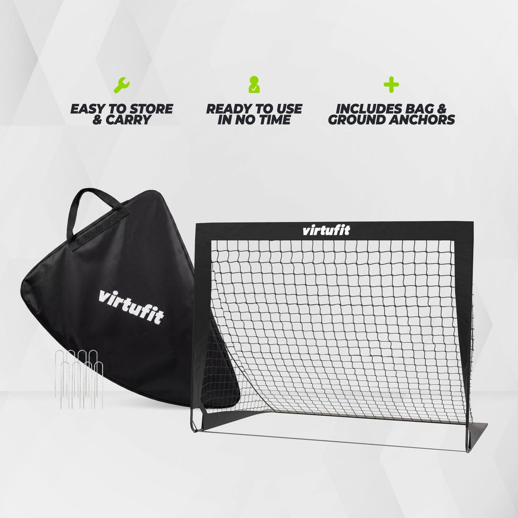 VirtuFit Pop-Up Voetbaldoelen Set - Voetbalgoals - 120 x 90 cm - Zwart