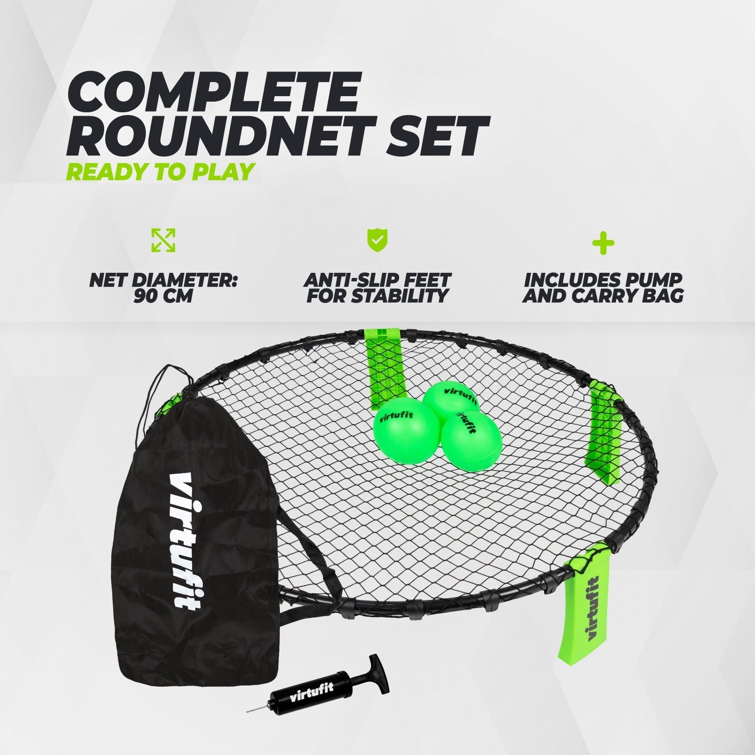 VirtuFit Roundnet RN90 Pro - Met 3 ballen en opbergtas - Tweedekans