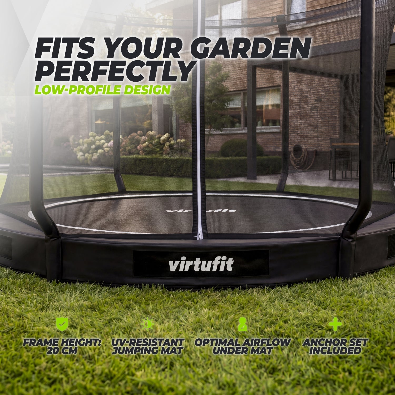 VirtuFit Inground Trampoline 305 cm - Inclusief Veiligheidsnet - Tweedekans