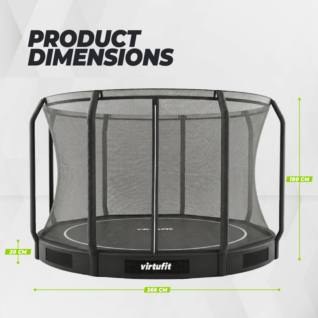 VirtuFit Inground Trampoline 366 cm cm Inclusief Veiligheidsnet - Tweedekans