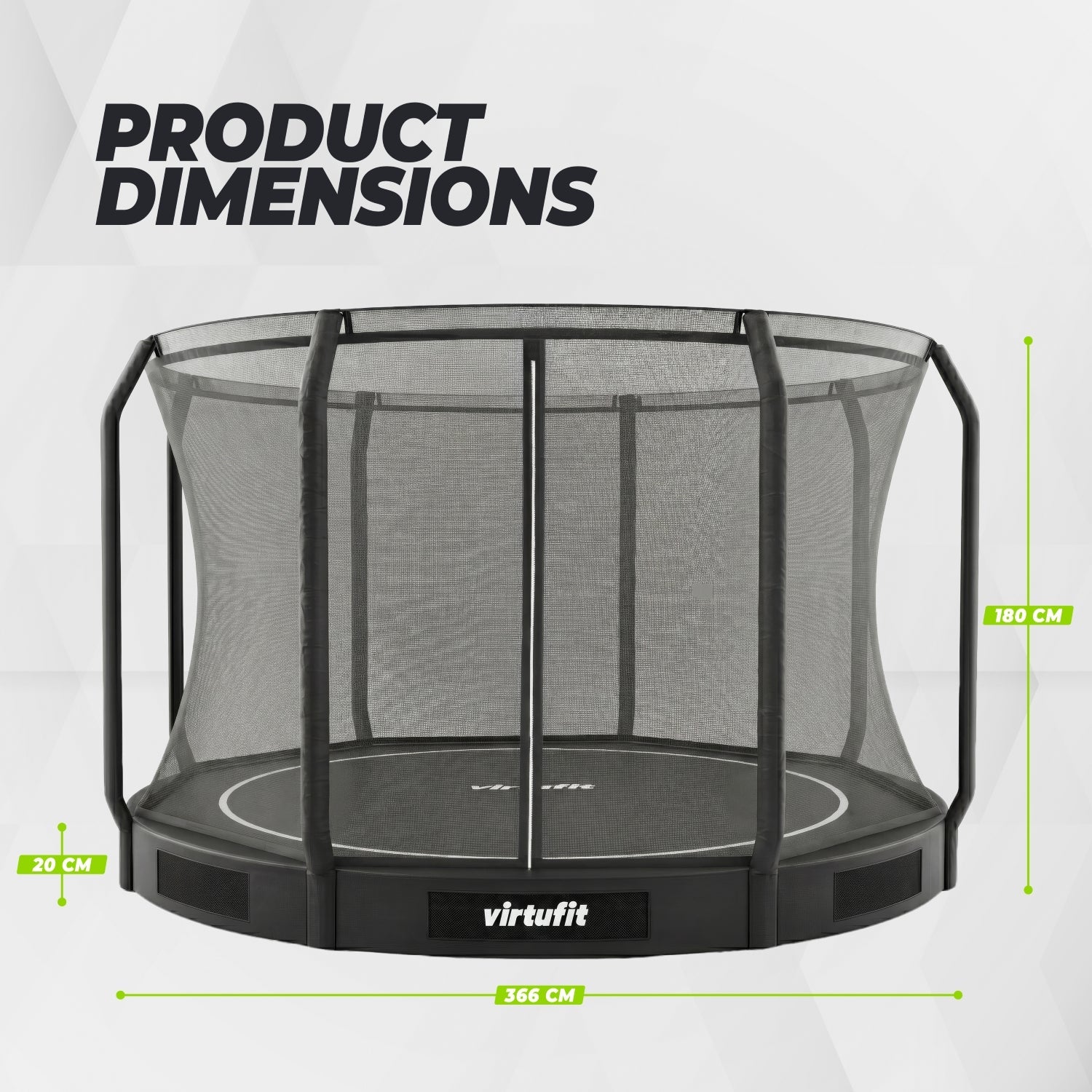 VirtuFit Inground Trampoline 366 cm cm Inclusief Veiligheidsnet - Tweedekans