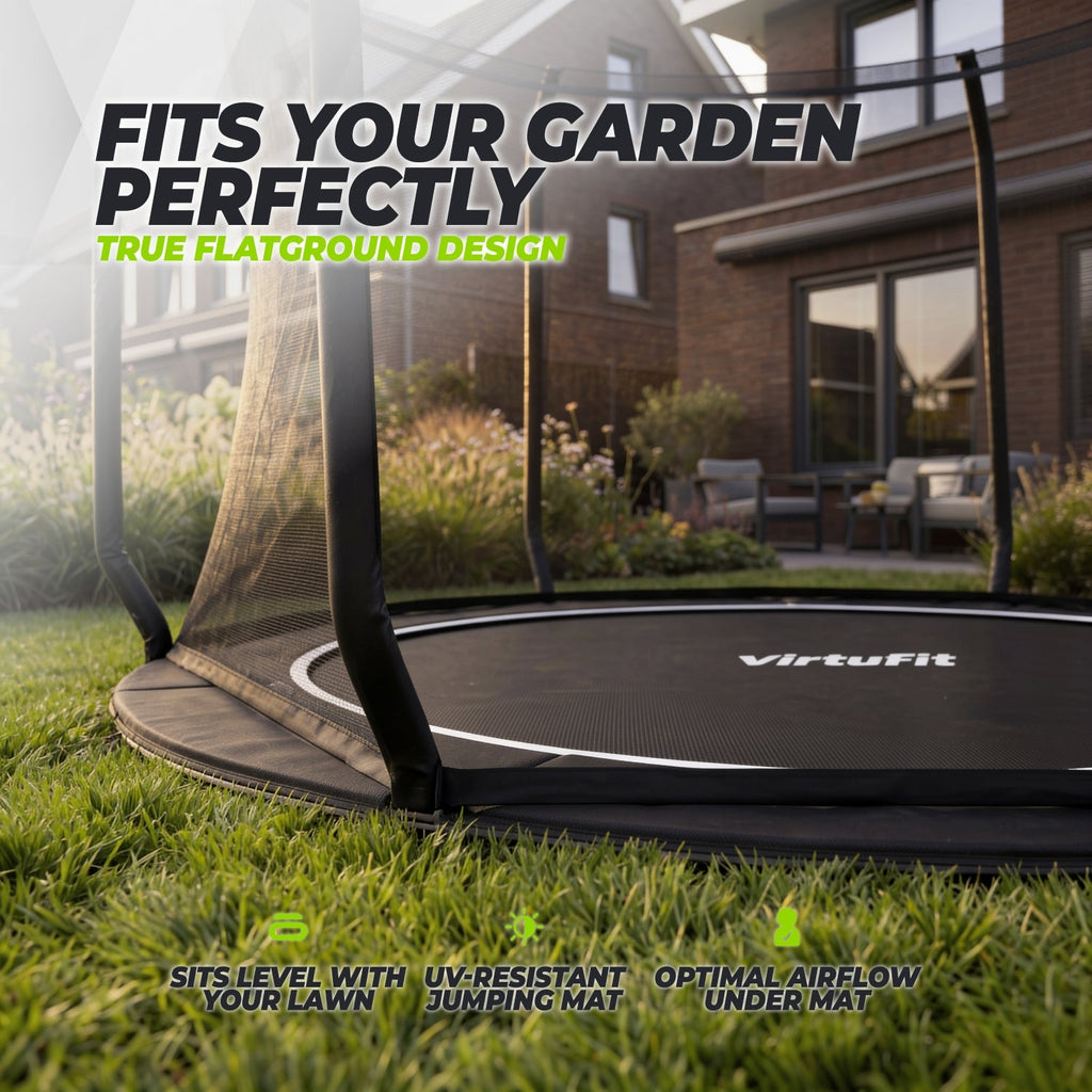 VirtuFit Groundlevel Trampoline 251 cm Inclusief Veiligheidsnet - Tweedekans
