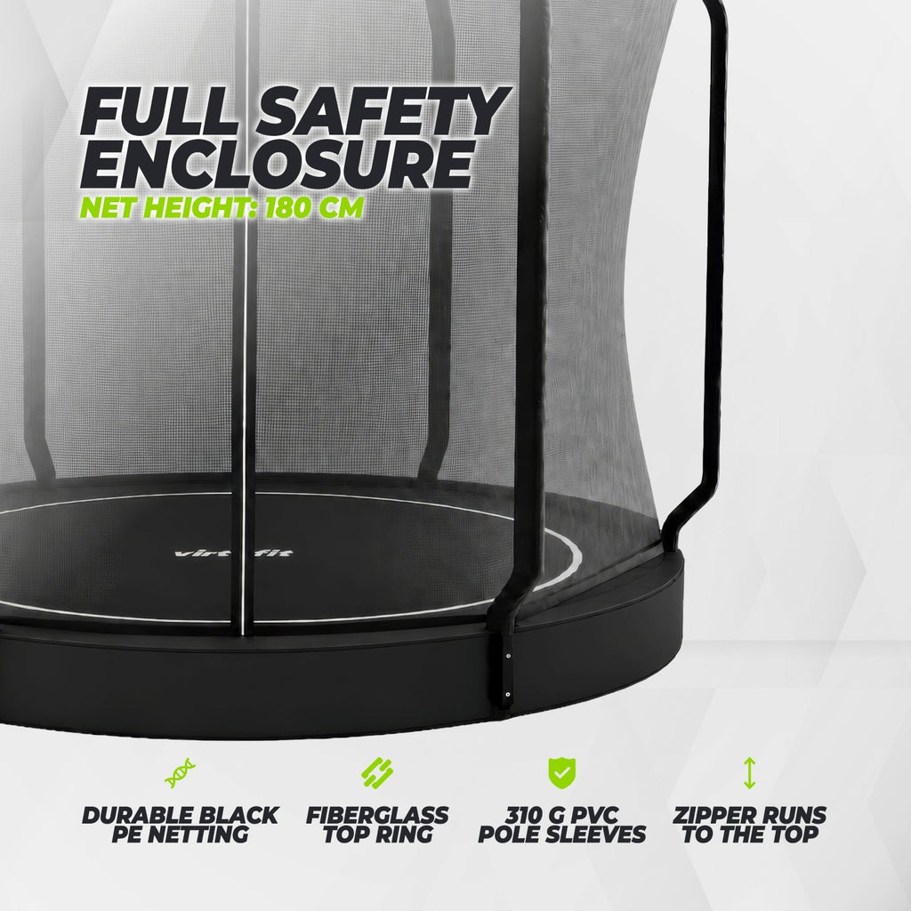 VirtuFit Groundlevel Trampoline 251 cm Inclusief Veiligheidsnet - Tweedekans