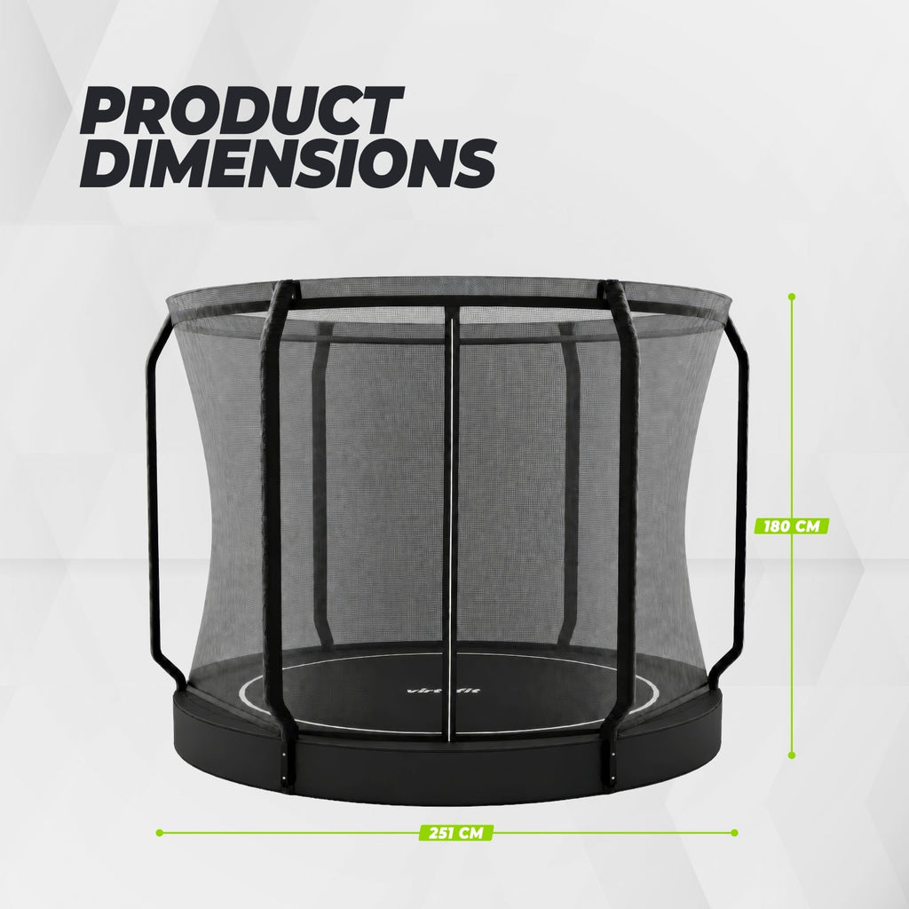 VirtuFit Groundlevel Trampoline 251 cm Inclusief Veiligheidsnet - Tweedekans