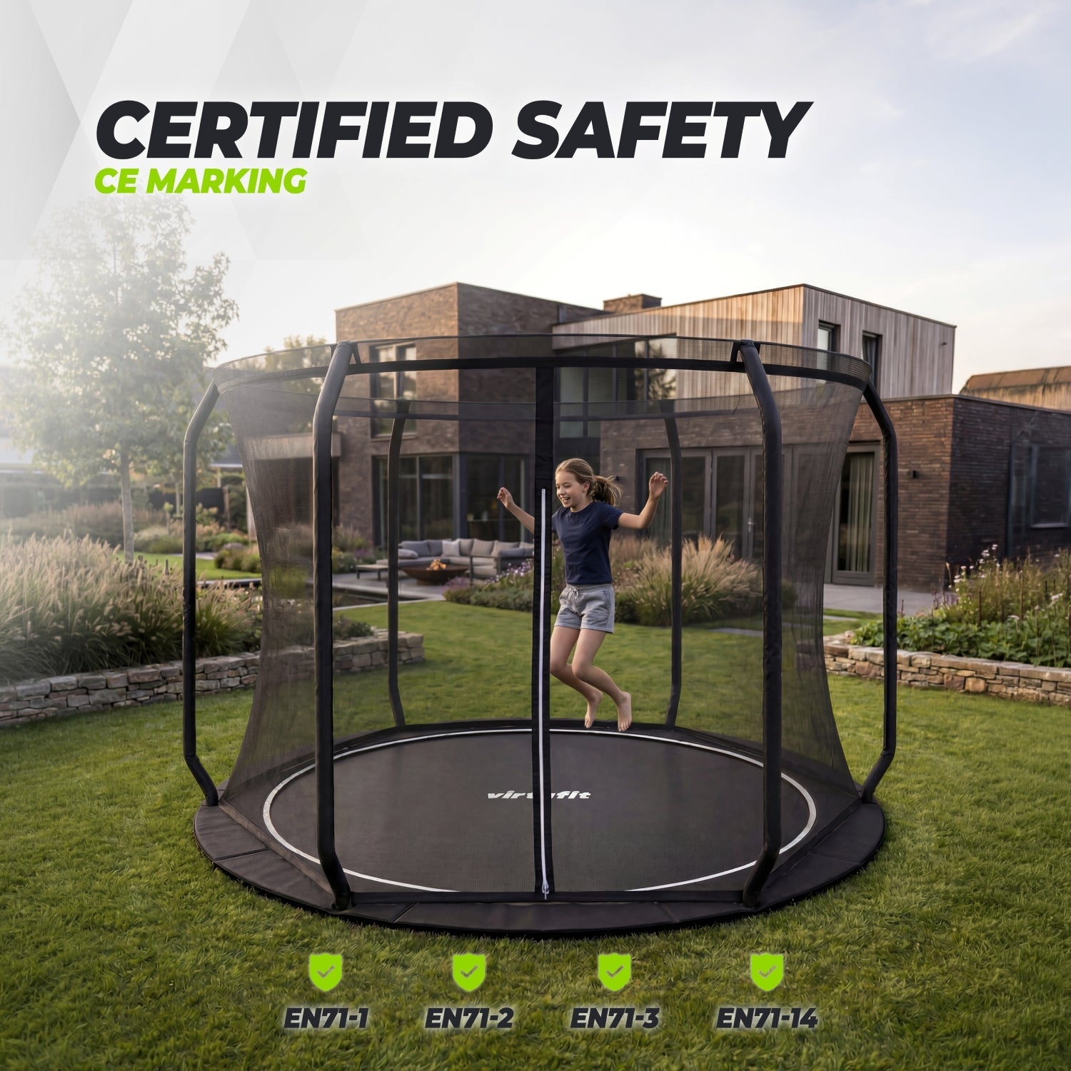 VirtuFit Flatground Trampoline 305 cm Inclusief Veiligheidsnet