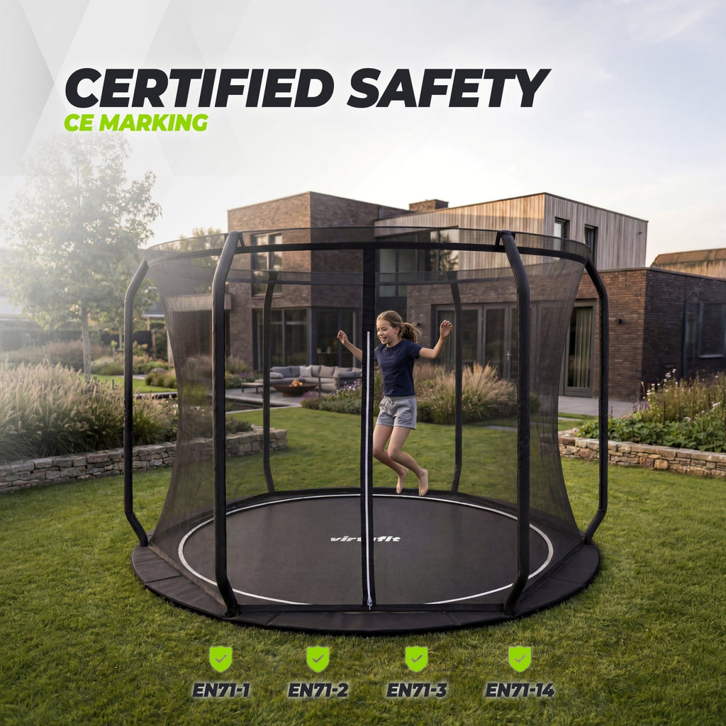 VirtuFit Groundlevel Trampoline 305 cm Inclusief Veiligheidsnet - Tweedekans