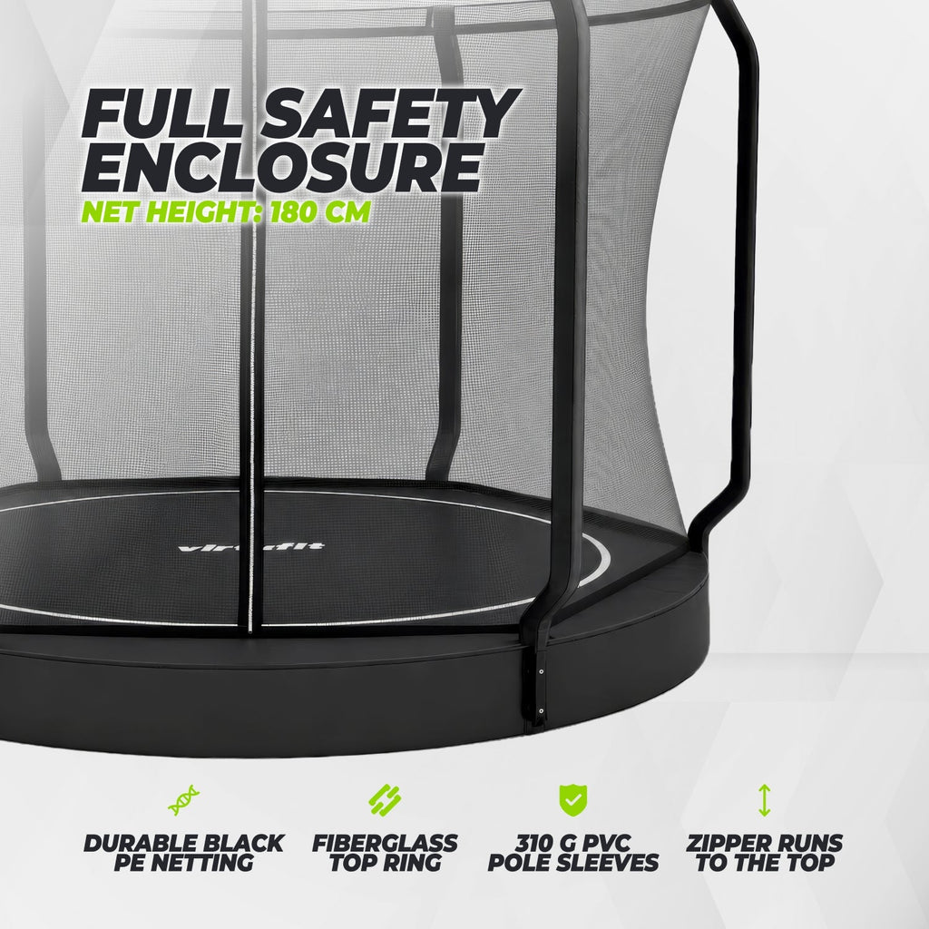 VirtuFit Groundlevel Trampoline 305 cm Inclusief Veiligheidsnet - Tweedekans