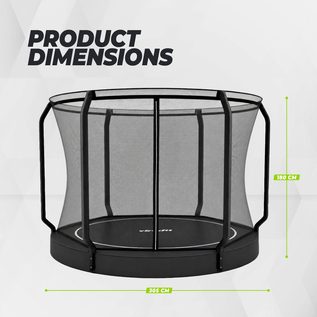 VirtuFit Groundlevel Trampoline 305 cm Inclusief Veiligheidsnet - Tweedekans