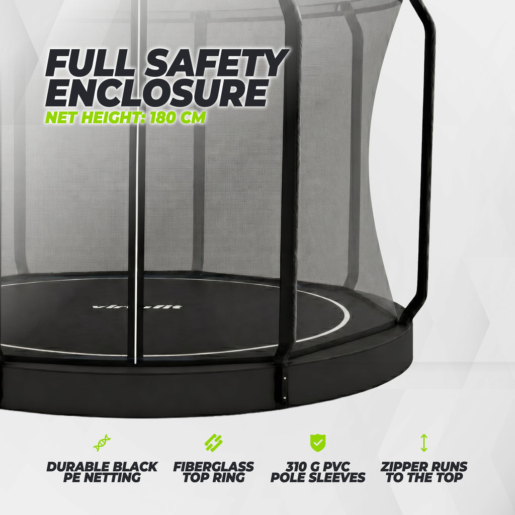VirtuFit Groundlevel Trampoline 366 cm - inclusief veiligheidsnet - Tweedekans