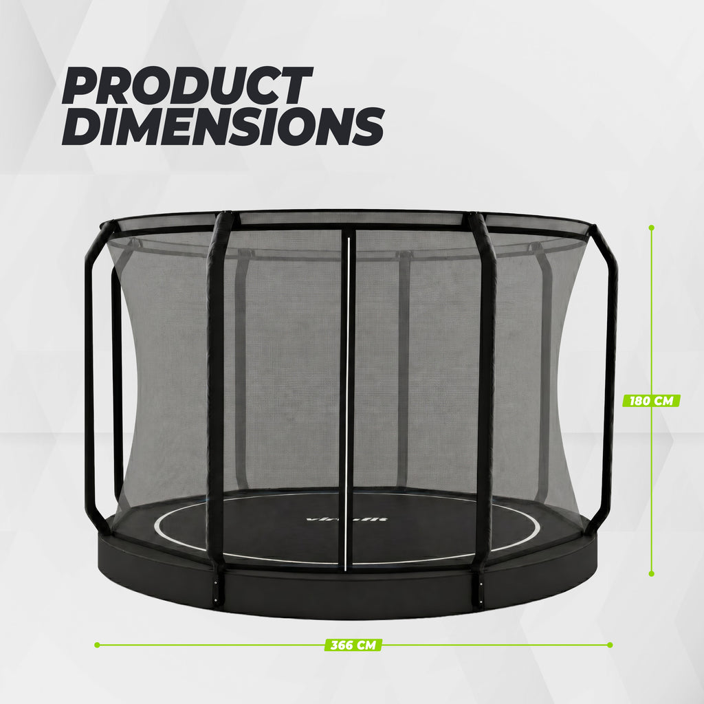 VirtuFit Groundlevel Trampoline 366 cm - inclusief veiligheidsnet - Tweedekans