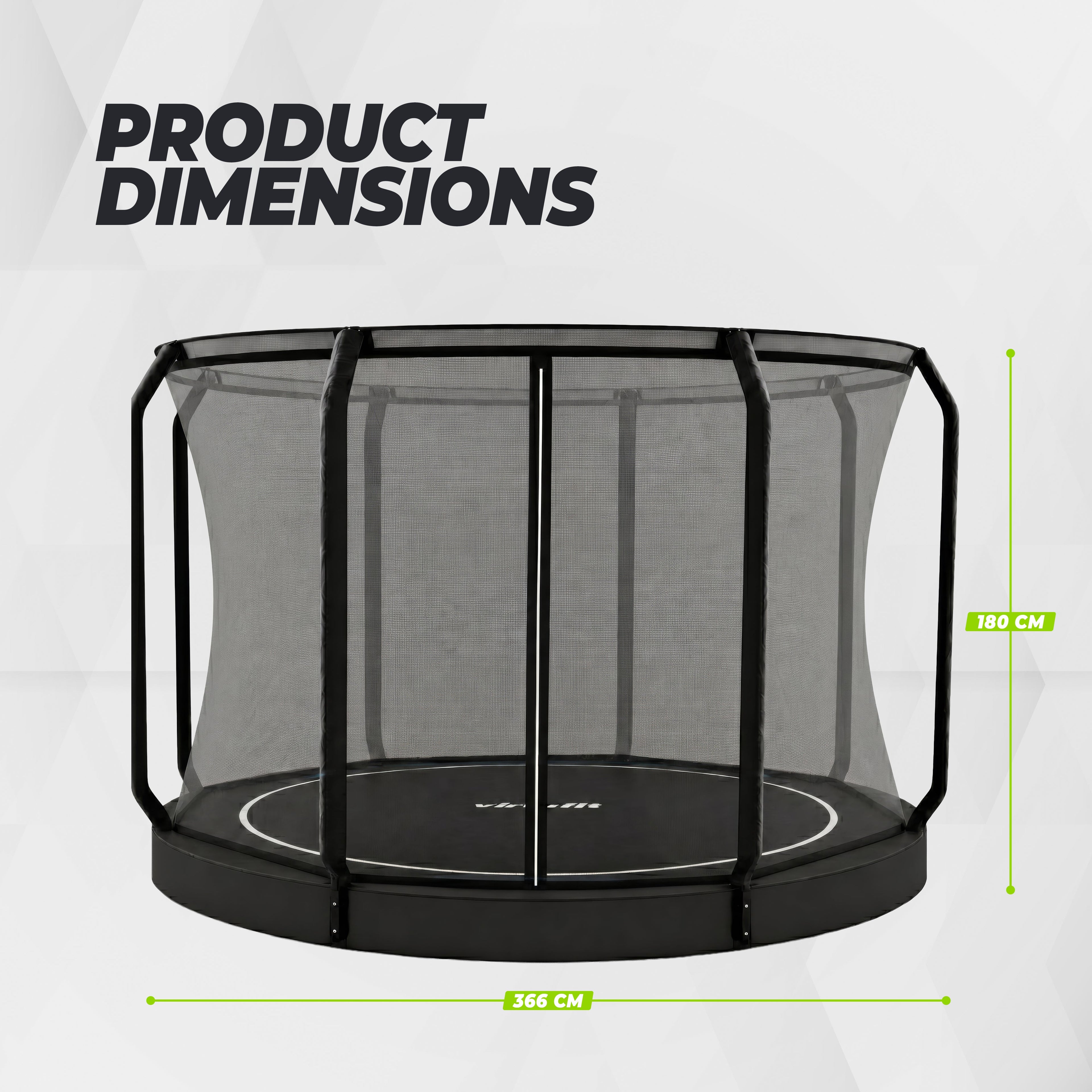 VirtuFit Groundlevel Trampoline 366 cm - inclusief veiligheidsnet - Tweedekans
