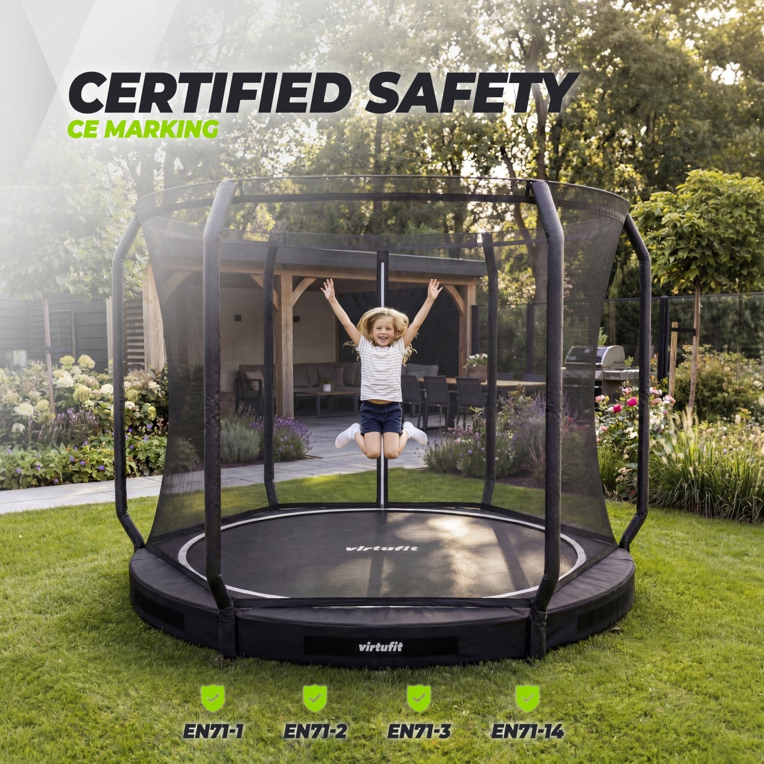 VirtuFit Inground Trampoline 251 cm Inclusief Veiligheidsnet - Tweedekans
