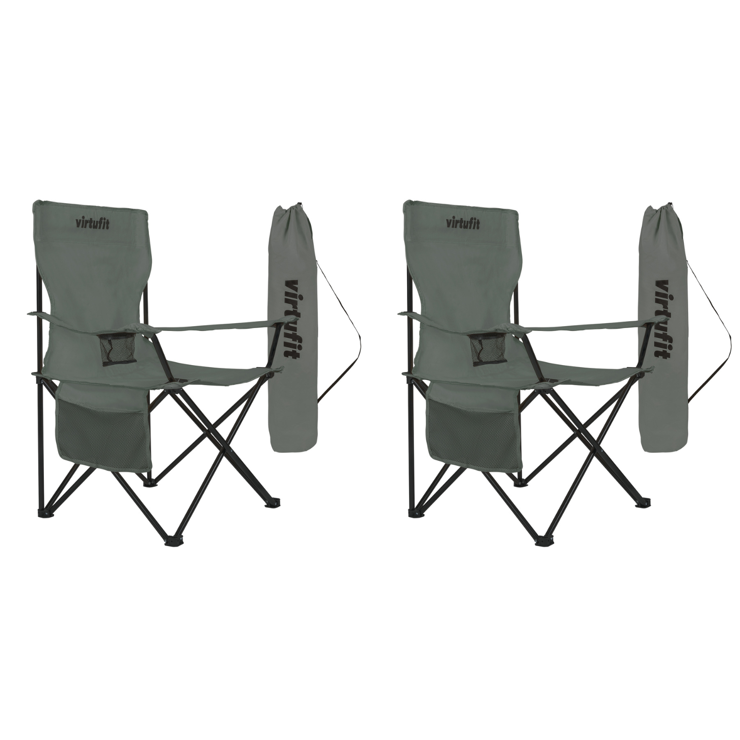 VirtuFit Opvouwbare Camping Stoel - Grijs - Set van 2