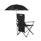 VirtuFit Opvouwbare Camping Stoel - Inclusief Universele Stoelparasol - Zwart