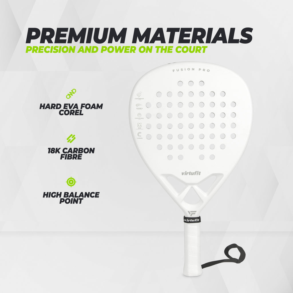 VirtuFit Fusion Pro Padel Schläger - Weiß - Silber