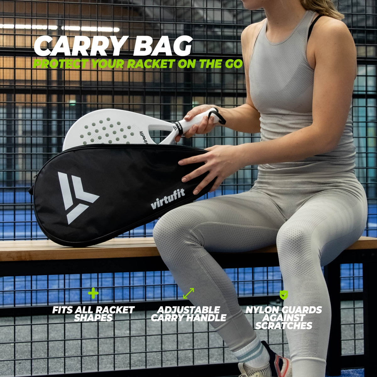 VirtuFit Padel Schläger Tragetasche - Schwarz - Weiß