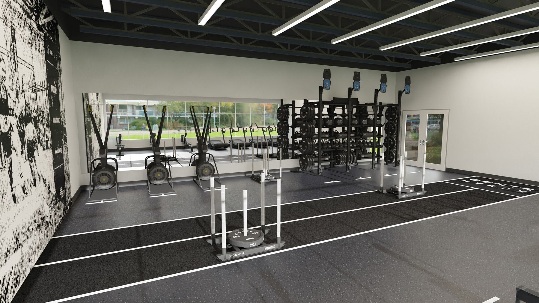 Centr x HYROX Perform Turf - 2 banen met eind zones - met logo