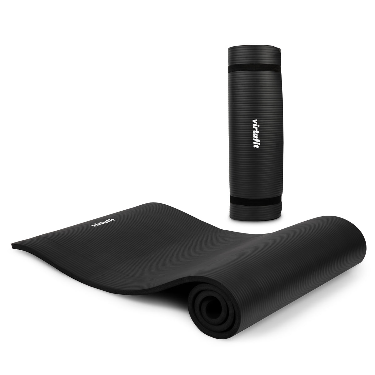 VirtuFit NBR Fitnessmat - 180 x 60 x 1,5 cm - Schwarz - mit Tragegriff