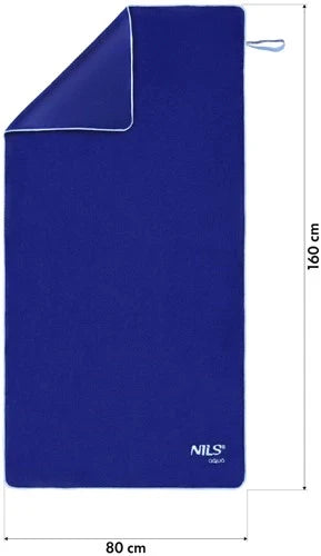 NILS Aqua Microvezel Badstof Handdoek - Donkerblauw - 160 x 80 cm