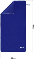 NILS Aqua Microvezel Badstof Handdoek - Donkerblauw - 160 x 80 cm