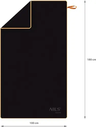 NILS Aqua Microvezel Handdoek - Zwart/Oranje - 180 x 100 cm