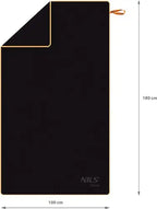 NILS Aqua Microvezel Handdoek - Zwart/Oranje - 180 x 100 cm